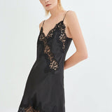 DIAMOND SILK SHORT CHEMISE BLACK