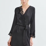DIAMOND SILK SHORT ROBE BLACK