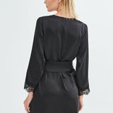 DIAMOND SILK SHORT ROBE BLACK