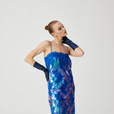 Blue Lace Shiny Detail Dress
