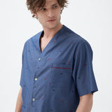 شورت رالي قطني باللون الأزرق الداكن