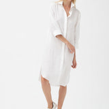 LINEN SHIRT DRESS WHITE