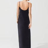 DIAMOND SILK LONG CHEMISE BLACK