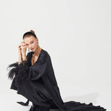 THE MOON SILK ROBE BLACK
