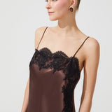RITA SILK CHEMISE BROWN