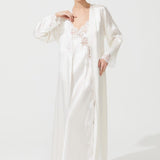 DIAMOND SILK LONG ROBE ECRU