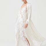 DIAMOND SILK LONG ROBE ECRU