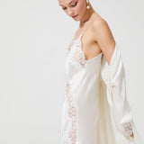 DIAMOND SILK LONG ROBE ECRU
