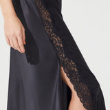 DIAMOND SILK LONG CHEMISE BLACK