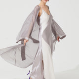 DECO SILK ROBE GREY-WHITE