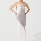 DECO SILK CHEMISE GREY-WHITE
