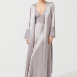 VAMPY SILK LONG ROBE GRAY