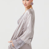 VAMPY SILK LONG ROBE GRAY