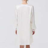 DIAMOND SILK SHORT ROBE ECRU