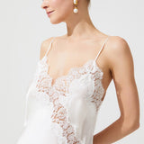 DIAMOND SILK LONG CHEMISE ECRU