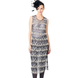 GRAY SLITTLE TRANSPARENT DRESS