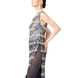 GRAY SLITTLE TRANSPARENT DRESS