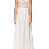VAMPY SILK LACE EMBROIDERED LONG SUIT ECRU